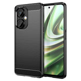 Husa Protectie pentru OnePlus Nord CE3 Lite, Vivimall, din Silicon TPU Moale, Textura Periat, Anti Cadere, cu Element Carbon, Negru - vivimall.ro