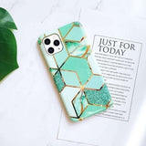 Husa protectie pentru Samsung S10 Plus Soft IMD TPU Marble Geometric Verde - vivimall.ro