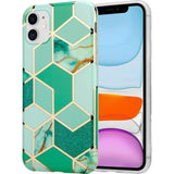Husa protectie pentru Samsung S10E Soft IMD TPU Marble Geometric Verde - vivimall.ro