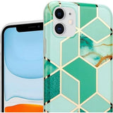 Husa protectie pentru Samsung S20 Soft IMD TPU Marble Geometric Verde - vivimall.ro