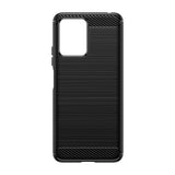 Husa Protectie pentru Xiaomi Redmi Note 12 5G, Vivimall, din Silicon TPU Moale, Textura Periat, Anti Cadere, cu Element Carbon, Negru - vivimall.ro
