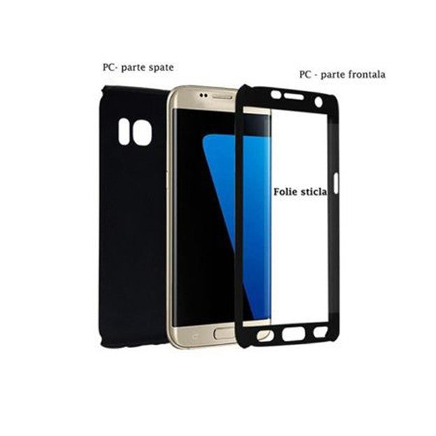 Husa Samsung Galaxy A3 2017 Full Cover 360 Negru + Folie de protectie - vivimall.ro