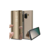Husa Samsung Galaxy A6 2018 Flip Cover Oglinda Auriu - vivimall.ro