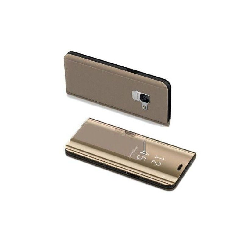 Husa Samsung Galaxy A6 2018 Flip Cover Oglinda Auriu - vivimall.ro