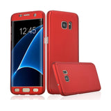 Husa Samsung Galaxy A7 2017 Full Cover 360 Rosu + Folie de protectie - vivimall.ro