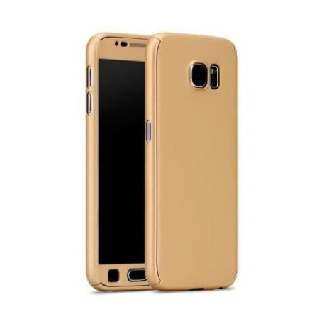 Husa Samsung Galaxy J7 2017 Full Cover 360 Auriu + Folie de protectie - vivimall.ro