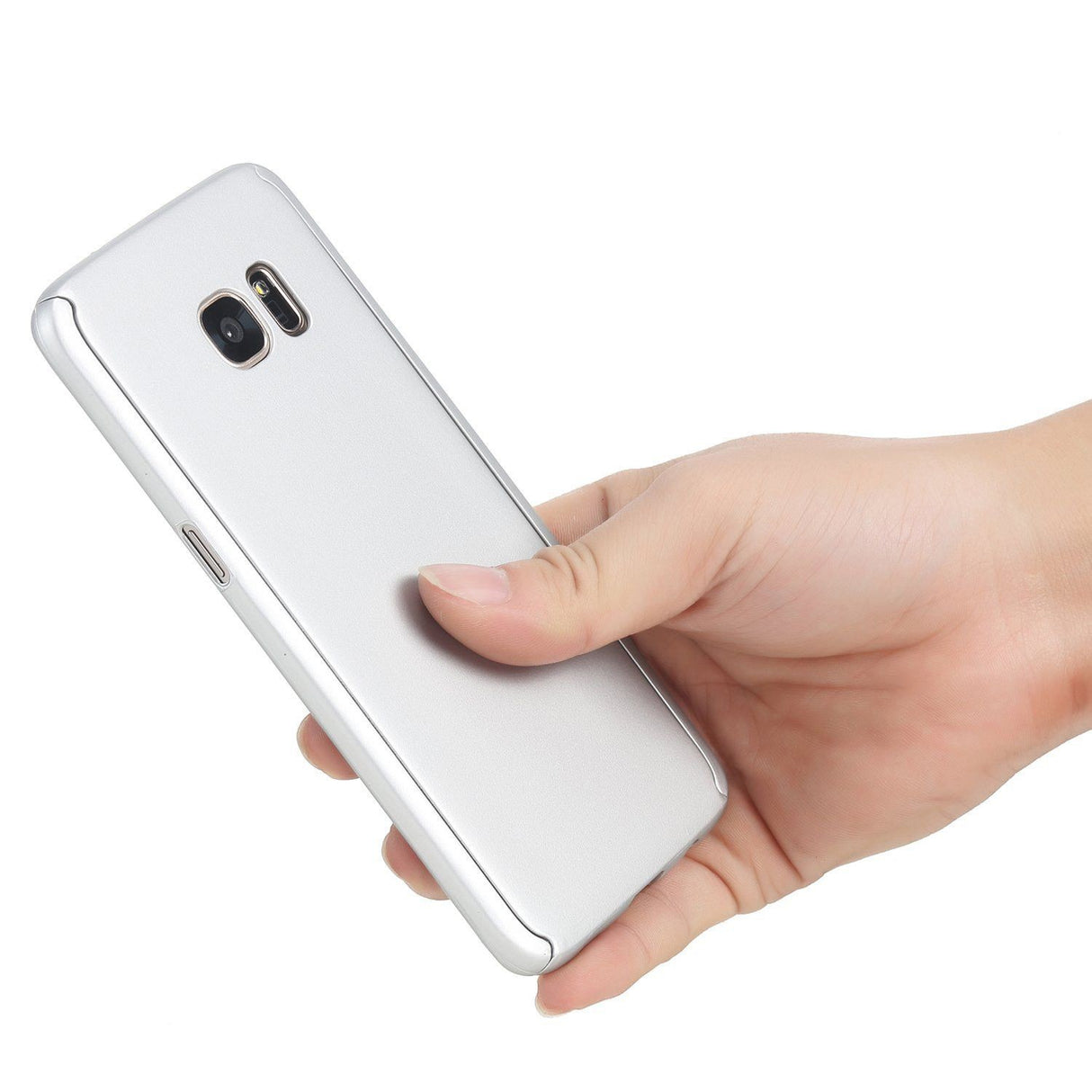 Husa Samsung Galaxy S7 Edge Full Cover 360 Argintiu + Folie de protectie - vivimall.ro