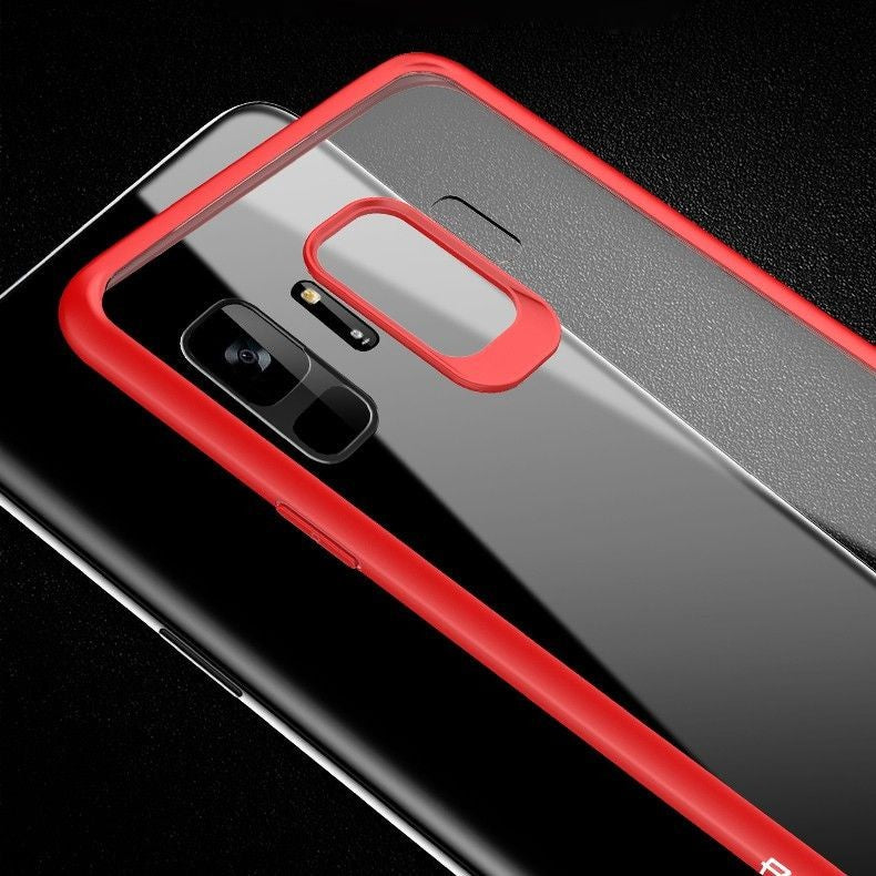 Husa Samsung Galaxy S9 Plus Tpu Transparent cu margini colorate rosu - vivimall.ro