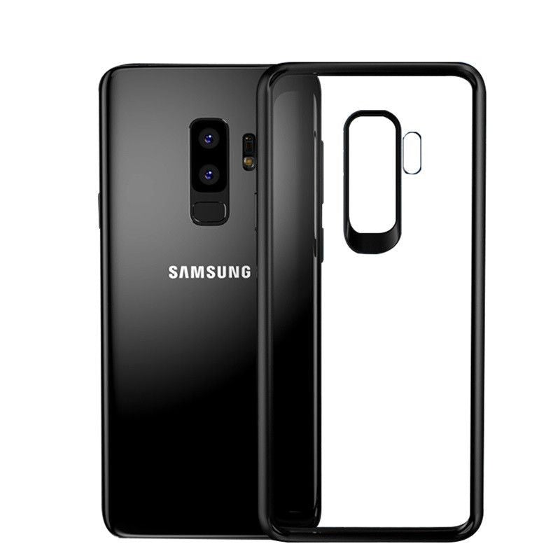 Husa Samsung Galaxy S9 Tpu Transparent cu margini colorate negru - vivimall.ro