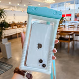 Husa subacvatica Cushion Waterproof Flippy, Snowproof, Universala, Dungata, cu Snur, pentru telefon sau documente, Verde Menta - vivimall.ro