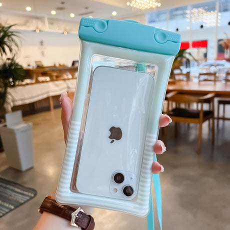 Husa subacvatica Cushion Waterproof Flippy, Snowproof, Universala, Dungata, cu Snur, pentru telefon sau documente, Verde Menta - vivimall.ro