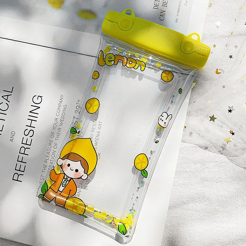 Husa subacvatica Fruity Waterproof Flippy, Snowproof, Universala, Impermeabila, cu Snur, pentru telefon sau documente, Lemon Boy, Galben - vivimall.ro