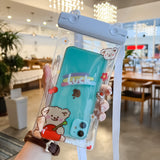 Husa subacvatica Fruity Waterproof Flippy, Snowproof, Universala, Impermeabila, cu Snur, pentru telefon sau documente, Cherry Bear, Alb - vivimall.ro