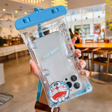 Husa subacvatica Glitter Kids Waterproof Flippy, Snowproof, Universala, cu Snur, pentru telefon sau documente, Cat, Bleu - vivimall.ro