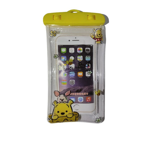 Husa subacvatica Kids Waterproof Flippy, Snowproof, Universala, cu Snur, pentru telefon sau documente, Bear, Galben - vivimall.ro