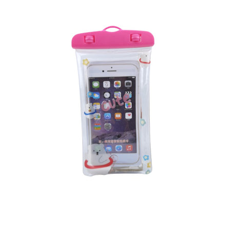 Husa subacvatica Kids Waterproof Flippy, Snowproof, Universala, cu Snur, pentru telefon sau documente, Bears, Roz - vivimall.ro