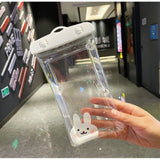 Husa subacvatica Kids Waterproof Flippy, Snowproof, Universala, cu Snur, pentru telefon sau documente, Bunny, Alb - vivimall.ro