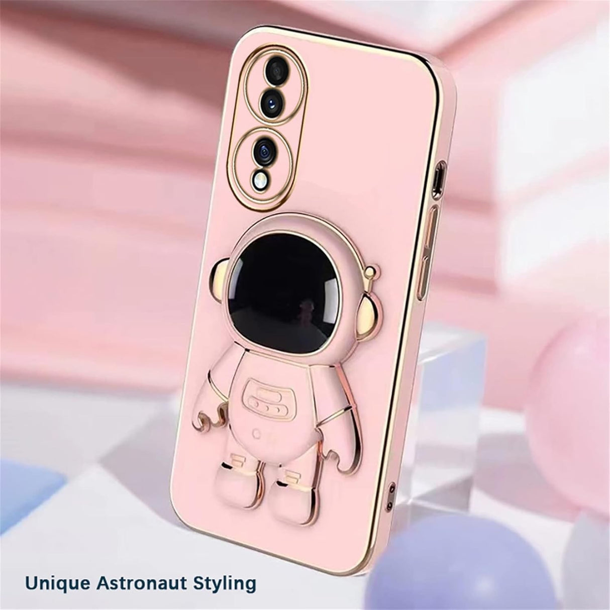 Husa Telefon 2in1, Vivimall, Compatibila Huawei Mate 50 Pro, Carcasa TPU cu Suport Inclus Tip Astronaut, Protectie Camere, Roz - vivimall.ro
