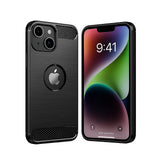 Husa Protectie, Vivimall, compatibila Apple iPhone 15 Plus, Carcasa TPU Carbon, 1.5 mm, Negru - vivimall.ro