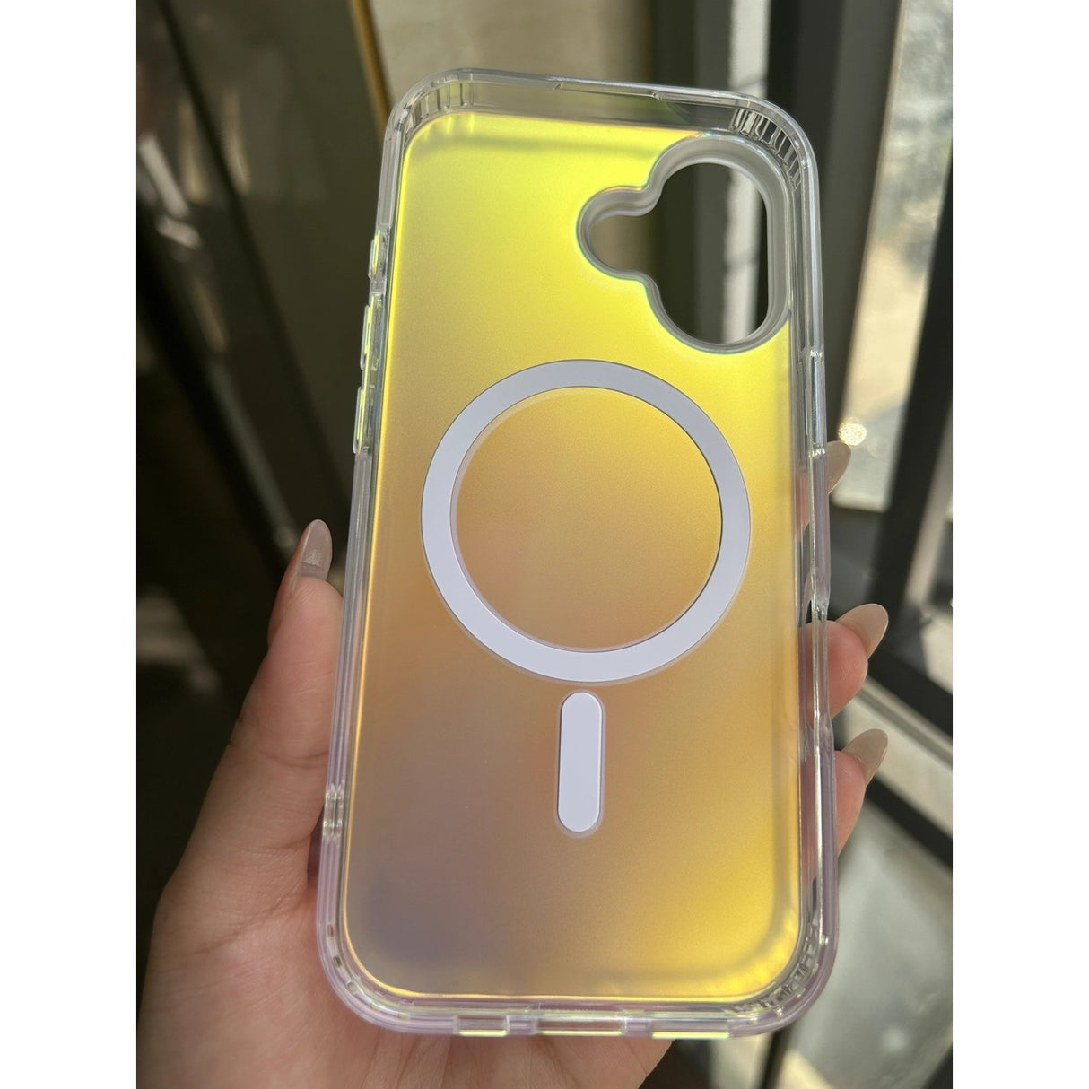 Husa Telefon, Vivimall, Compatibila iPhone 17, Model Cameleon, Magsafe, Schimbare Gradient de Culoare din Unghiuri Diferite, Multicolor - vivimall.ro