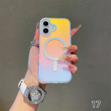 Husa Telefon, Vivimall, Compatibila iPhone 17, Model Cameleon, Magsafe, Schimbare Gradient de Culoare din Unghiuri Diferite, Multicolor - vivimall.ro