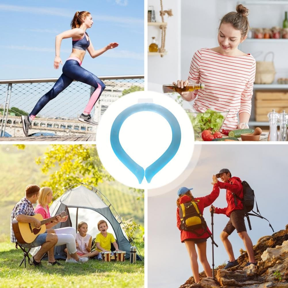 Dispozitiv De Racorire Tip Guler, Vivimall, Pentru Scaderea Temperaturii Corpului, Cu Racire Rapida, Reutilizabil, Non-Toxic, TPU, Diametru de 120 mm - vivimall.ro