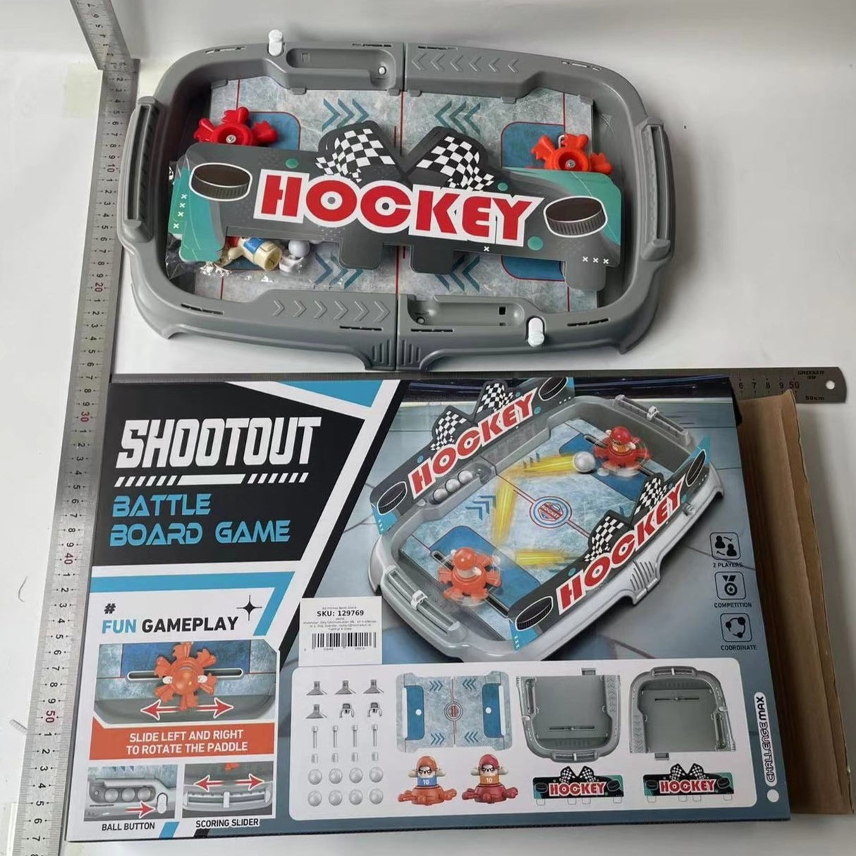 Joc de Masa Interactiv Ice Hockey pentru Copii, Vivimall, 4 Mingi, Tabela Scor, 40.7x27x14.5 cm, Multicolor - vivimall.ro