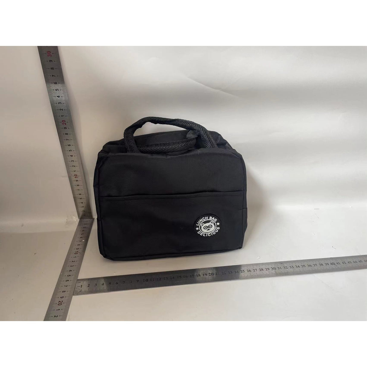 Geanta Termica pentru Pranz, Vivimall, Multifunctionala, Compartimentata, Impermeabila, cu Manere, Buzunar Exterior, 22x14x19 cm, Negru - vivimall.ro