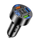 Incarcator Auto 5 in 1, Vivimall, 3 x Port USB Fast Charge QC3.1 si 2 x Type C, PD 65W, Negru - vivimall.ro