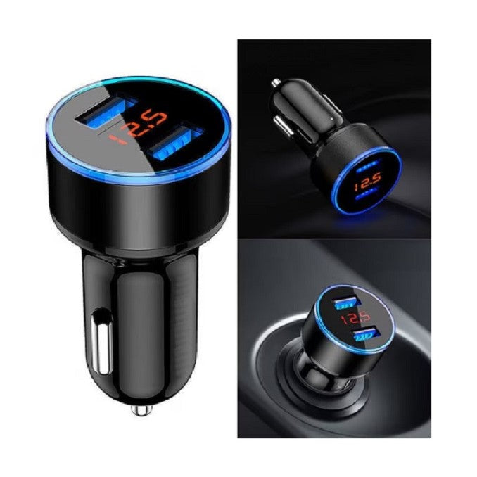 Incarcator Auto cu Afisaj Digital, Vivimall, din Metal, 3.1A, Incarcare Rapida 6A PD+QC3.0, Dublu USB, Negru - vivimall.ro