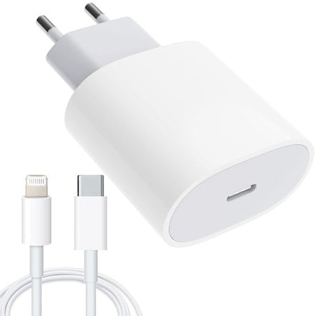 Incarcator compatibil cu iPhone, USB Type-C, Fast charge, Putere 20W, Flippy, Alb - vivimall.ro
