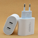 Încărcător Vivimall Power Delivery 45W cu două porturi USB-C, detaliu conexiuni și design lateral