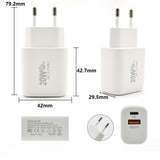 Incarcator Fast Charging pentru Telefon, Vivimall, Dual Port USB-A si USB-C cu Cap de Incarcare Standard European, Power Delivery 20W Q.C 3.0, Alb - vivimall.ro