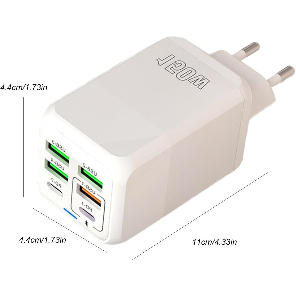 Incarcator Multifunctional, Vivimall®, 6 Porturi (2 x PD Type C + 4 USB), 150 W, 5V, 2.4A, Incarcare Rapida, 4.4 x 4.4 x 11 cm, Alb - vivimall.ro