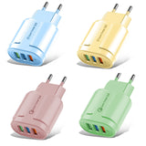 Incarcator Rapid QC3.0, Vivimall, 3 Porturi USB, 2.1A, 18W, din ABS, Protectie Supraincalzire, Gama Macarons, Albastru - vivimall.ro