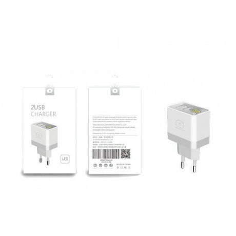 Incarcator Retea Flippy, 2.4A, 2 porturi USB, cu afisaj led WUW-C82, Alb - vivimall.ro