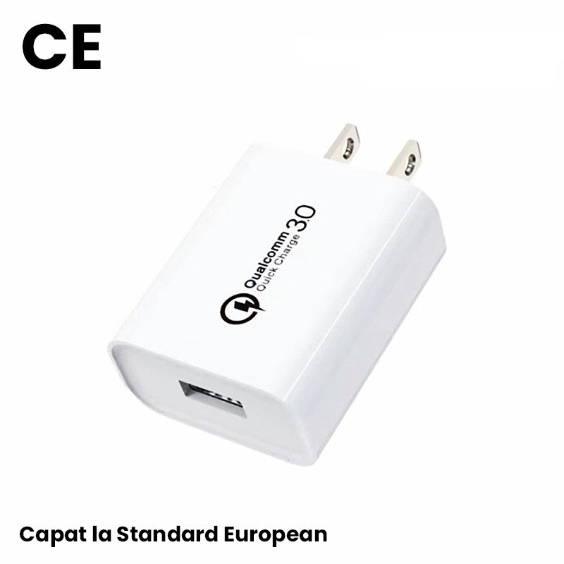 Incarcator Retea Fast Charge 5V3A, Vivimall, Capat STANDARD EUROPEAN QC 3.0, 18W, Fara Cablu, Alb - vivimall.ro