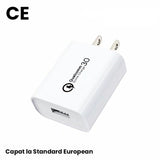 Incarcator Retea Fast Charge 5V3A, Vivimall, Capat STANDARD EUROPEAN QC 3.0, 18W, Fara Cablu, Alb - vivimall.ro