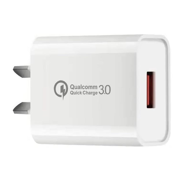Incarcator Retea Fast Charge 5V3A, Vivimall, Capat STANDARD EUROPEAN QC 3.0, 18W, Fara Cablu, Alb - vivimall.ro