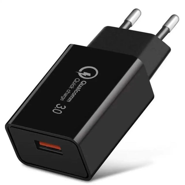Incarcator Retea Fast Charge 5V3A, Vivimall, Capat STANDARD EUROPEAN QC 3.0, 18W, Fara Cablu, Negru - vivimall.ro