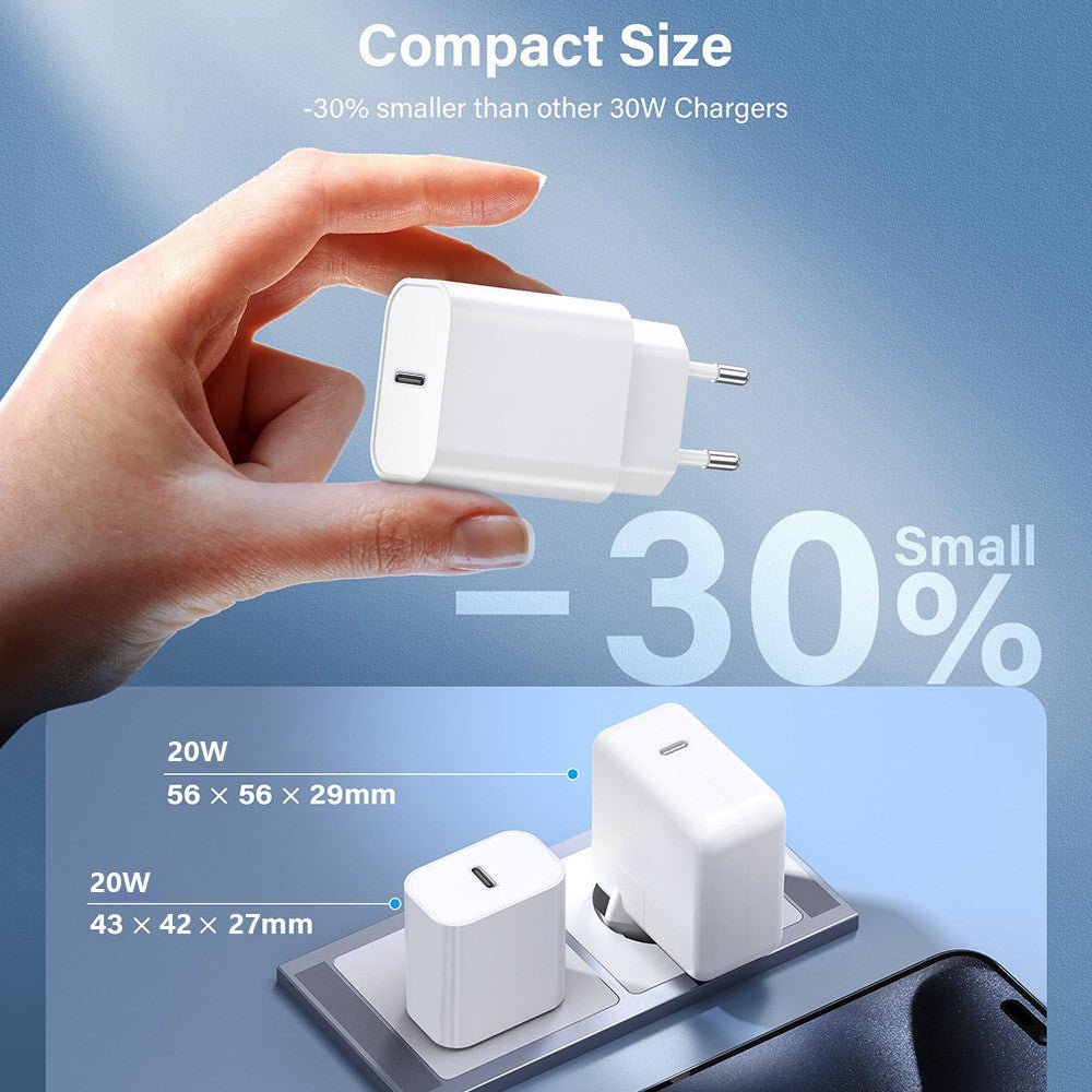 Incarcator Retea Fast Charge, Vivimall, Incarcator Standard European Power Delivery 30 W, Compatibil cu iPhone 15 / 16, Alb - vivimall.ro