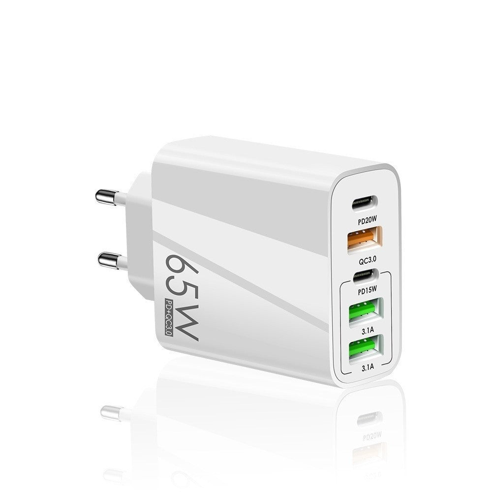 Incarcator Retea, Vivimall, 5 Porturi, 65W Fast Charge, 3 x USB, 2 x Type-C, Universal Compatibil iPhone, Huawei, Samsung, Xiaomi, Alb - vivimall.ro