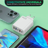 Incarcator Retea, Vivimall, 5 Porturi, 65W Fast Charge, 3 x USB, 2 x Type-C, Universal Compatibil iPhone, Huawei, Samsung, Xiaomi, Alb - vivimall.ro