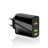 Incarcator Retea, Vivimall, 5 Porturi, 65W Fast Charge, 3 x USB, 2 x Type-C, Universal Compatibil iPhone, Huawei, Samsung, Xiaomi, Negru - vivimall.ro