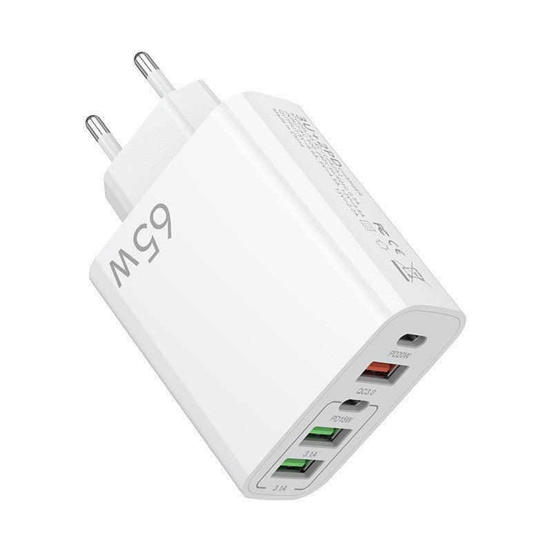 Incarcator Retea, Vivimall, 5 Porturi, 65W Fast Charge, 3 x USB, 2 x Type-C, Universal Compatibil iPhone, Huawei, Samsung, Xiaomi, Alb - vivimall.ro