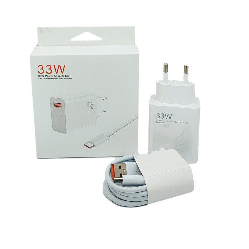 Incarcator Retea Super Charge pentru Telefon, Vivimall, 33W Standard UE, Port USB-B cu Cablu TYPE-C de 1m Inclus, Alb - vivimall.ro