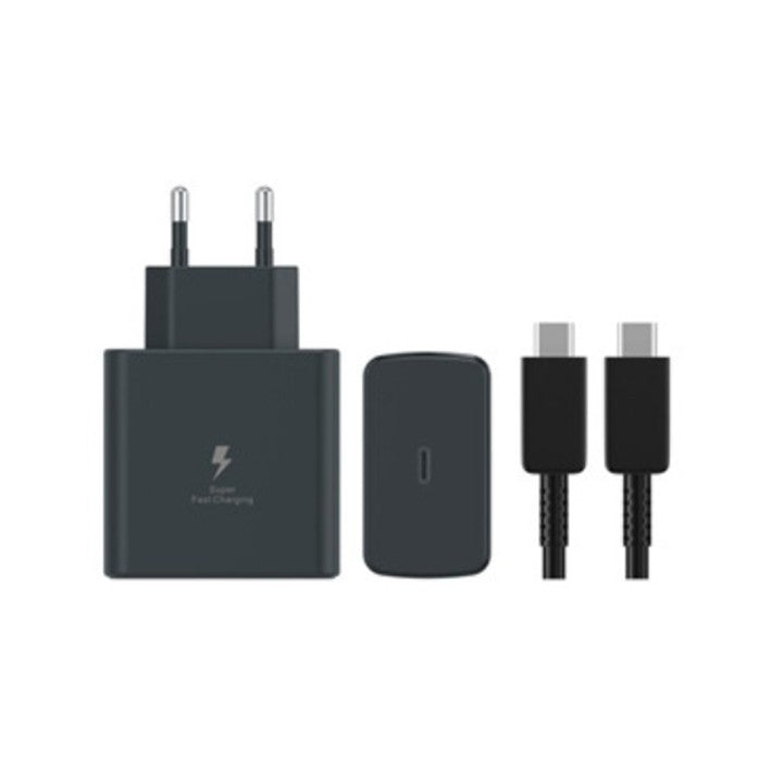 Încărcător tip C Fast Charge 45W cu cablu USB-C 1m inclus, negru, vedere frontală