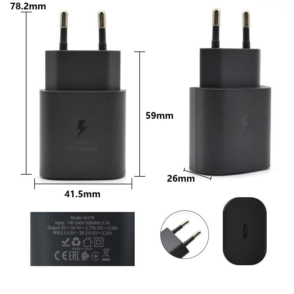 Incarcator Super Fast Charge, Vivimall, Incarcator Retea Universal, Compatibil cu Port USB-C, Power Delivery 25W, Negru - vivimall.ro