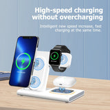 Incarcator Wireless 3 in 1 Fast Charger, Vivimall, Compatibil cu Apple iPhone, iWatch, AirPods, New Design, 15W, 16.5 x 14 x 9.5 cm, Alb - vivimall.ro