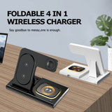 Încărcător wireless 3 în 1 pliat, design compact portabil pentru călătorii, finisaj negru mat